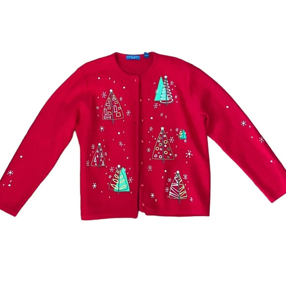 Vintage Embellished Wool Christmas Sweater Large - Picture 1 of 5